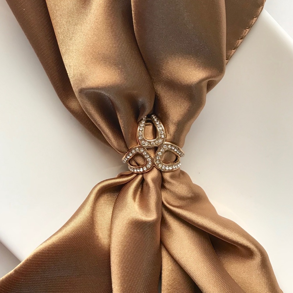 Gold Rhinestone Scarf Cuff Hook Clip Brooch